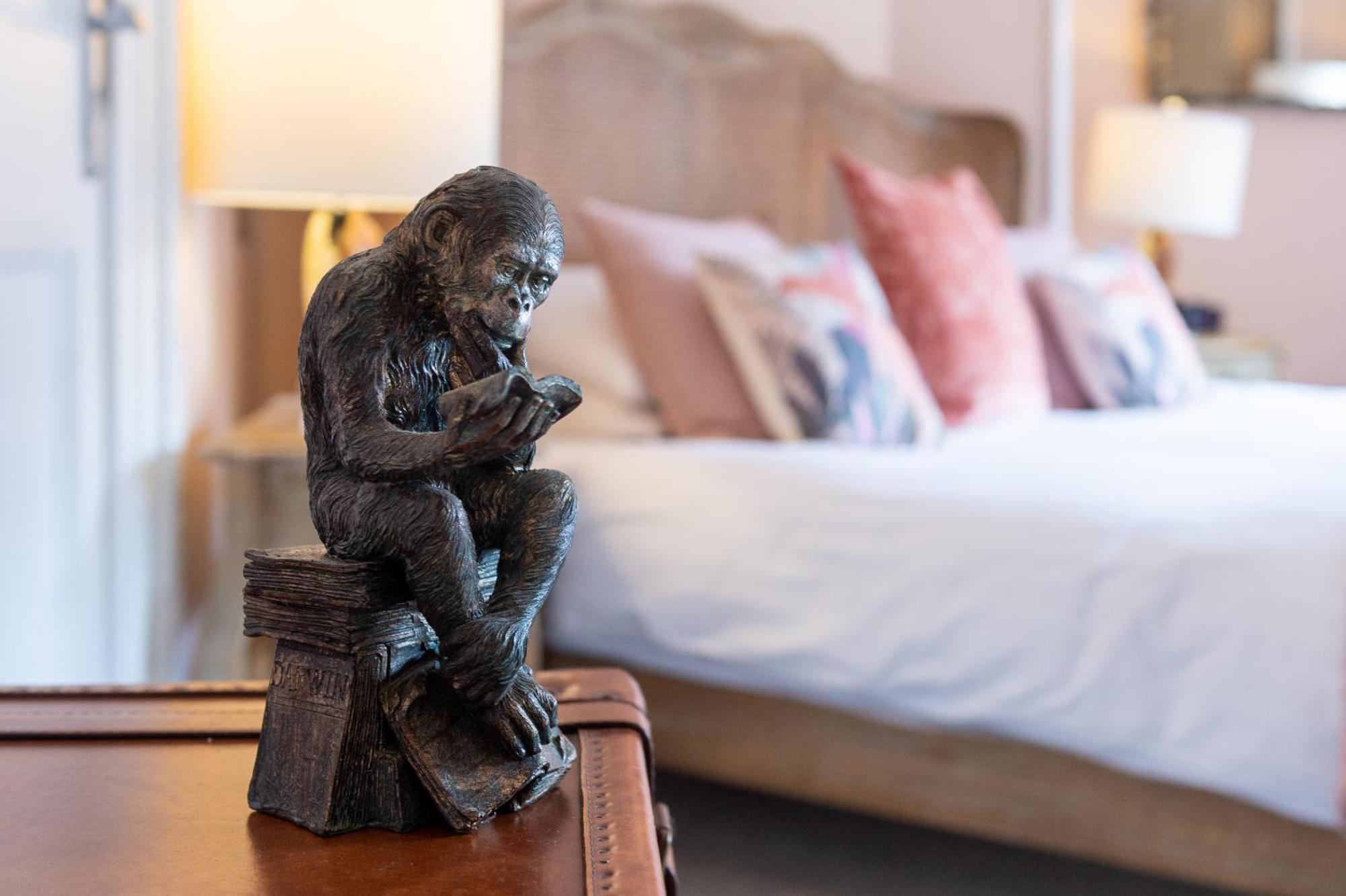 Darwin'S Townhouse Bed and Breakfast Shrewsbury Rum bild A sculpture of a monkey sitting on a suitcase